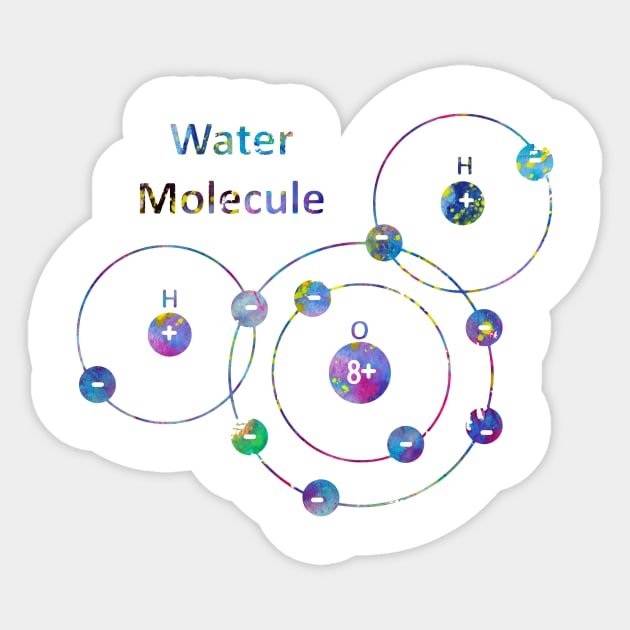 Water Molecule Sticker by erzebeth